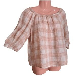 Universal Thread‎ Women's Top Beige/Light Brown Size XS Pullover Plaid